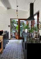 Modern kitchen with patterned floor