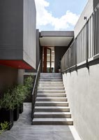 External staircase and concrete building 