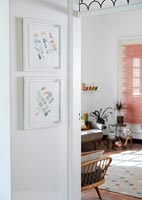 View through doorway into modern living room 