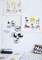 Pictures of chairs on wall