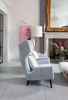 Pale grey armchairs in modern living room  