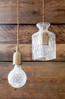 Pendant lights made from crystal decanters 