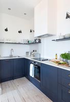 Modern white and blue kitchen