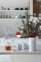 Modern white kitchen at Christmas