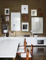 Modern dining room with art 