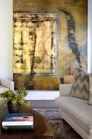 Large modern painting in living room 