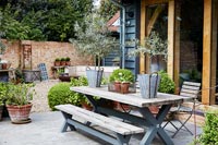 Country terrace with planters 