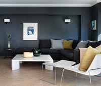 Black and white modern living room 
