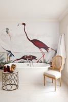 Classic bathroom with mural feature wall 