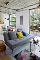 Open plan eclectic living room