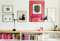 Modern bookcase and art 