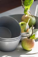 Bowls and apple display 
