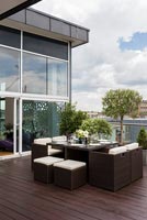 Modern furniture on terrace 