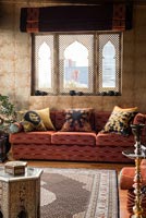 colourful sofa with cushions 