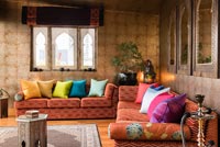Colourful sofas and cushions 