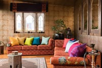 Colourful sofas and cushions 