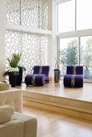 Modern armchairs with privacy screen 