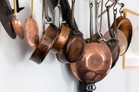 Selection of copper pans 