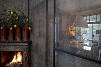 Classic fireplace with a reflection 