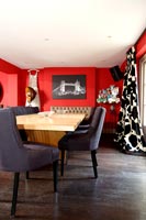 Modern red dining room