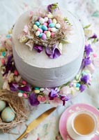 Decorated floral Easter cake 