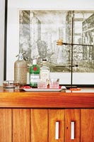 Retro drinks tray on sideboard 