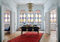 Stained glass windows and period details - modern dining room 