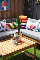 Colourful furniture in garden 