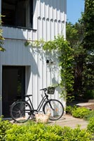 Bicycle outside modern country house
