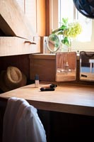 Makeup on dressing table with vintage mirror 