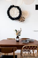 Modern dining room with fabric wall art 