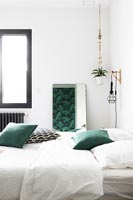 White and green modern bedroom 