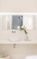 White bathroom sink and mirror 