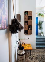 Eclectic items in modern hallway