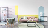 Modern living room in pastel colours 