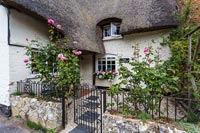 Thatched country cottage exterior 
