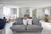Grey and white modern country living room 