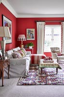 Country red living room 