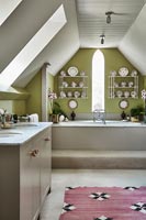Green painted country bathroom 