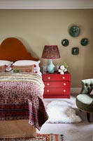 Red and white country bedroom 