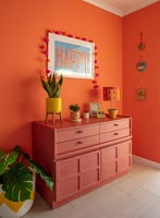 Bright orange and pink hallway 