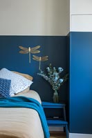 Modern blue bedroom detail 