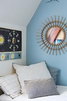 Modern blue bedroom detail 