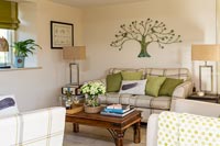 Tree design on country living room wall
