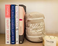 Recipe books on shelf 