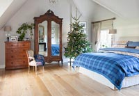 Classic bedroom decorated for Christmas 