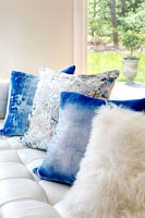 White and blue cushions