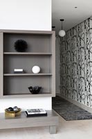 Wall mounted grey shelves