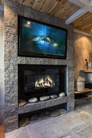 Modern fireplace and television 