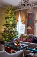Classic living room decorated for Christmas 
